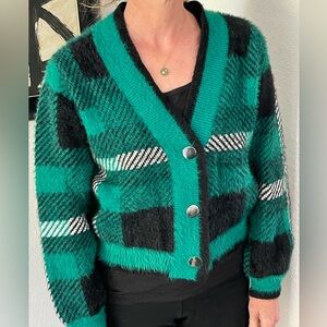 Anthropologie English Factory Plaid Cardigan Sweater, S